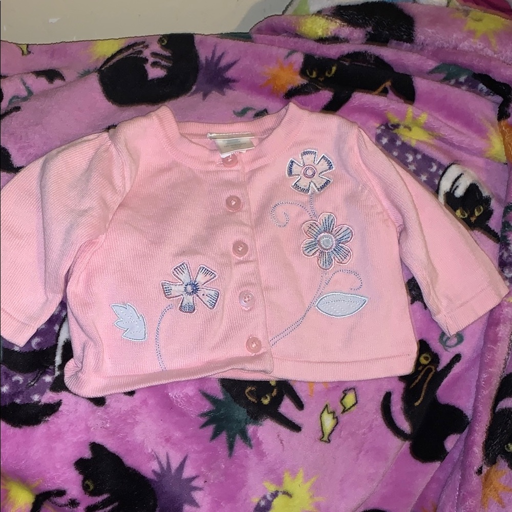 Lullaby Club Baby Pink Floral Cardigan